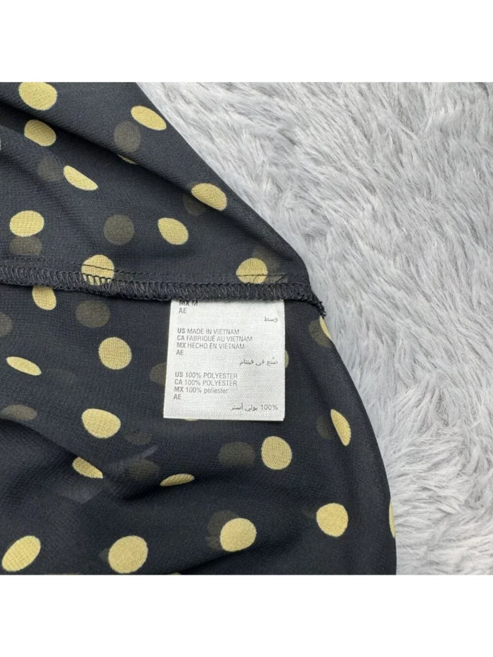 INC International Black Yellow Polka Dot Button-Up Sheer Blouse Women Size M NEW - Picture 13 of 13